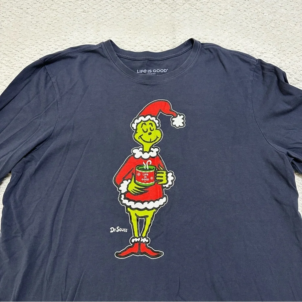 Life is Good Grinch Dr. Suess Blue Long Sleeve Crusher Men’s L - Picture 2 of 7